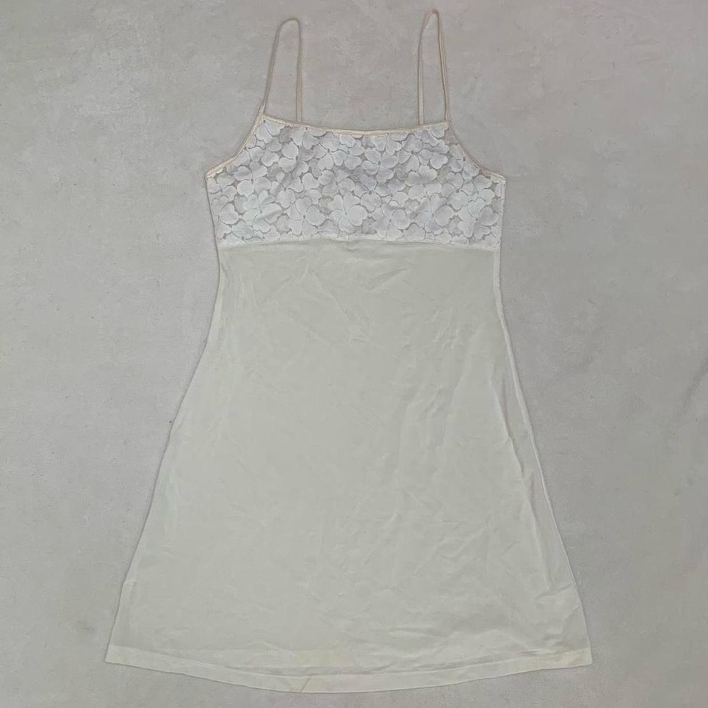 Banana Republic Y2K Cream Floral Lacy Babydoll Slip Mini Dress Size Small